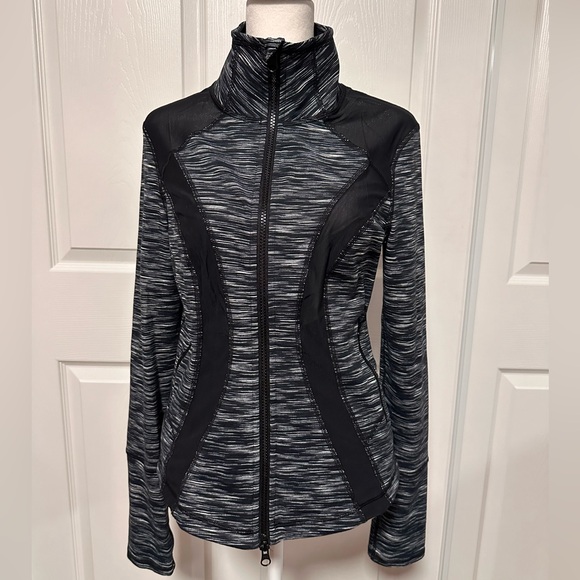 Zella black/White Space Dye Zip Up Jacket*2 Way Zipper size M - Picture 1 of 8